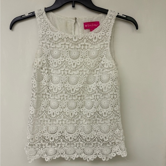 Lilly Pulitzer Tops - Lilly Pulitzer Elegant White Lace Sleeveless Top Size XS